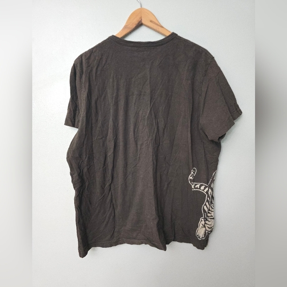 Vtg Y2K Brown White Tiger T Shirt Embroidered Stitched Varsity Lettering Urban - Picture 6 of 9